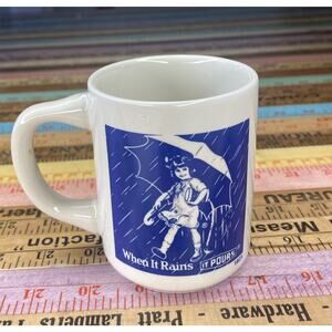 Vintage Morton Salt Coffee Cup Mug 1921 Logo When It Rains It Pours